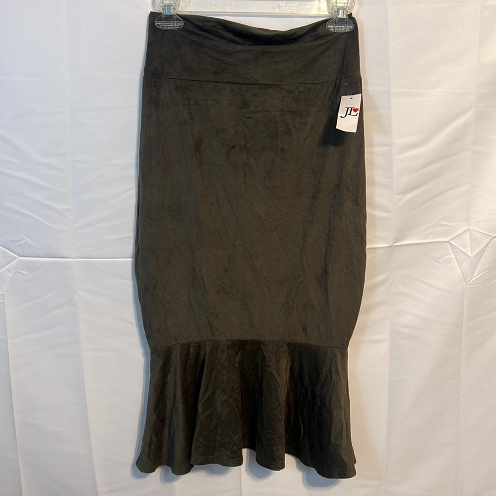 Y2k Deep Olive green Flare ruffle skirt